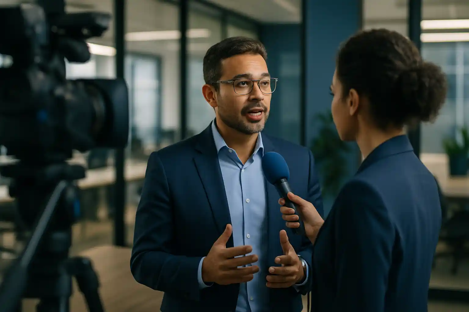 CEO construindo autoridade de marca em entrevista